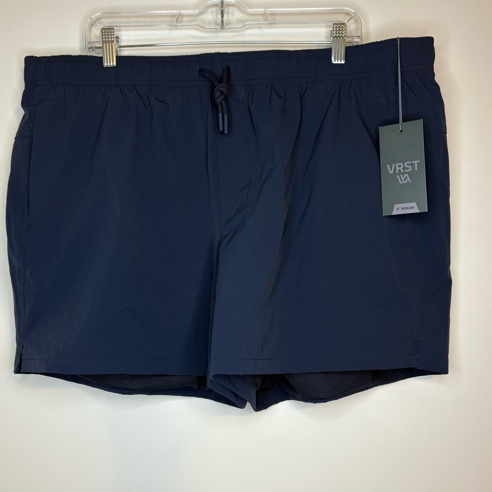 VRST Men’s Navy Blue Woven Nylon Drawstring Athletic Shorts Size 2X NWT